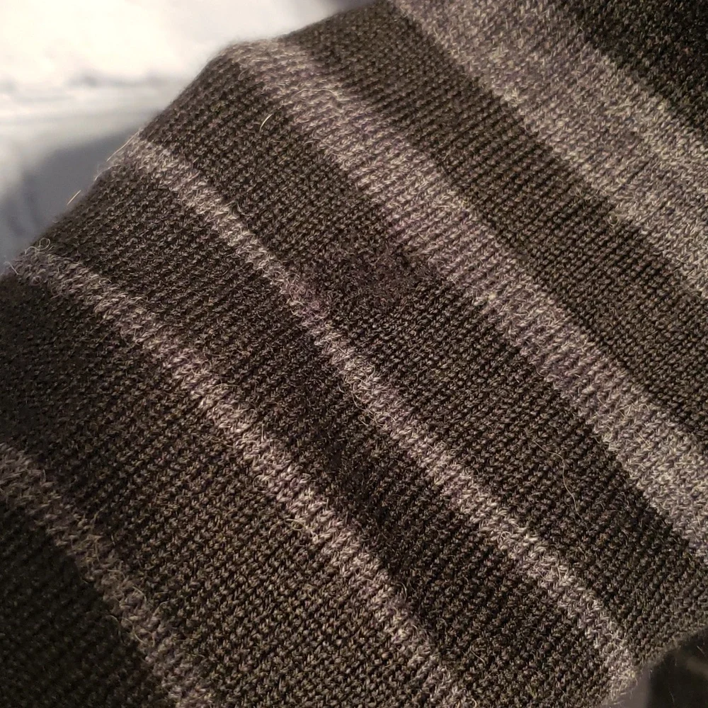 Max Studio cardigan w/ hood stripe black and grey wool SzS